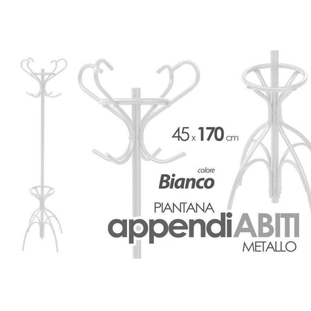 Attaccapanni Appendiabiti Piantana Metallo Bianco Ganci Moderno 45x170cm 756689 Casa e cucina/Arredamento/Ingresso/Appendiabiti Trade Shop italia - Napoli, Commerciovirtuoso.it