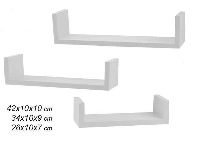Set 3 Mensole da Parete Moderne Design con Bordi Mensola Scaffale Legno  Bianco - ND - Idee regalo