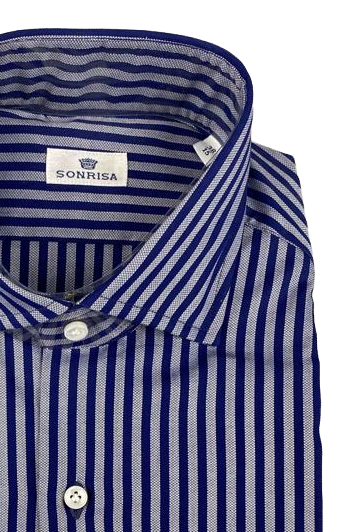 Camicia uomo Sonrisa -  Fantasia righe -  collo francese - colore blu/grigio Moda/Uomo/Abbigliamento/T-shirt polo e camicie/Camicie casual Couture - Sestu, Commerciovirtuoso.it