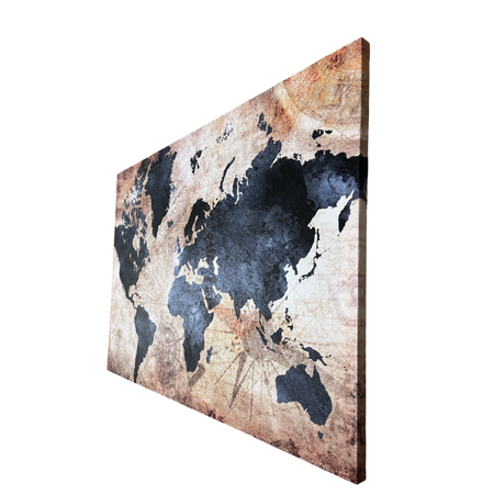 Quadro Da Parete Tela Su Legno Decoro Mondo World Mappa 50*70*1