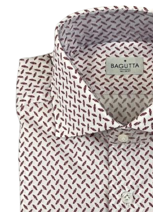 Camicia uomo Bagutta  -  Fantasia  - Colore bianco/rosso Moda/Uomo/Abbigliamento/T-shirt polo e camicie/Camicie casual Couture - Sestu, Commerciovirtuoso.it