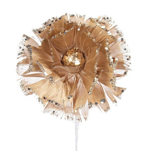 Ramo decorativo natalizio Fiore Oro con petali in tessuto da 25 cm Casa e cucina/Decorazioni per interni/Addobbi e decorazioni per ricorrenze/Decorazioni natalizie/Ghirlande e corone MagiediNatale.it - Altamura, Commerciovirtuoso.it
