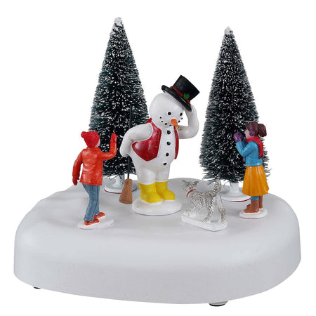 Scena animata "Frosty il pupazzo dice Ciao!" in poliresina per villaggio di natale Casa e cucina/Decorazioni per interni/Addobbi e decorazioni per ricorrenze/Decorazioni natalizie/Oggettistica MagiediNatale.it - Altamura, Commerciovirtuoso.it
