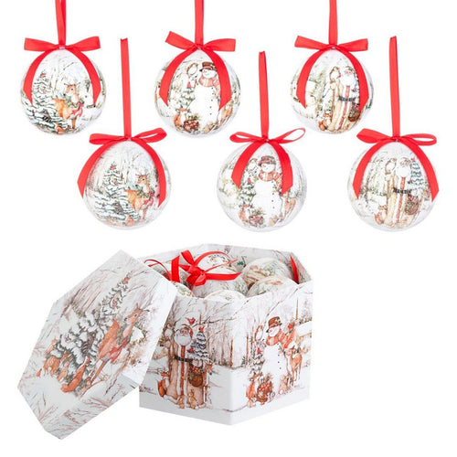 14 Palline Bosco per albero di natale in plastica da Ø 7,5 cm con Pendaglio decorato Casa e cucina/Decorazioni per interni/Addobbi e decorazioni per ricorrenze/Decorazioni natalizie/Addobbi e decorazioni/Palle e palline MagiediNatale.it - Altamura, Commerciovirtuoso.it