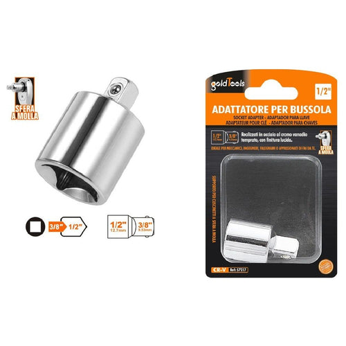 Adattatore Attacco Quadrato 3/8 Per Chiavi A Bussola 1/2 Sfera A Molla 57217 Fai da te/Utensili elettrici e a mano/Utensili a mano/Bussole e set di bussole/Corredi di bussole/Standard Trade Shop italia - Napoli, Commerciovirtuoso.it