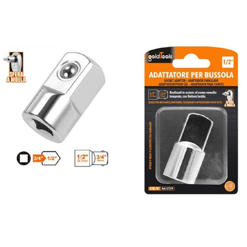 Adattatore Attacco Quadrato 3/4 Per Chiavi A Bussola 1/2 Sfera A Molla 57219 Fai da te/Utensili elettrici e a mano/Utensili a mano/Bussole e set di bussole/Corredi di bussole/Standard Trade Shop italia - Napoli, Commerciovirtuoso.it
