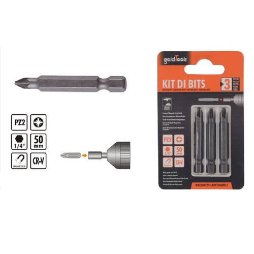 Kit Di Bits 3pz Bit Inserti 50 Mm Per Avvitatore Gambo 1/4 Magnetico Cr-v 91936 Fai da te/Utensili elettrici e a mano/Accessori per utensili elettrici/Set punte per trapani Trade Shop italia - Napoli, Commerciovirtuoso.it