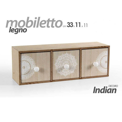 Mobiletto Cassettiera Porta Gioie Oggetti Trucchi Legno Indian