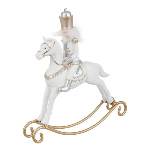 Soldatino Galles bianco e oro con cavallino in poliresina pupazzo natalizio Casa e cucina/Decorazioni per interni/Addobbi e decorazioni per ricorrenze/Decorazioni natalizie/Schiaccianoci MagiediNatale.it - Altamura, Commerciovirtuoso.it