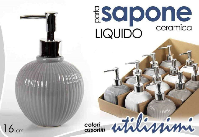Porta Sapone Portasapone Dispenser Liquido In Ceramica Tondo 16 Cm Bagno  674105 - commercioVirtuoso.it