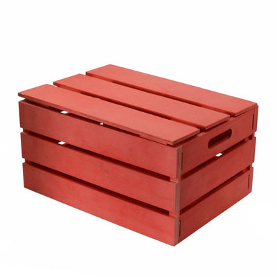 Scatola legno rosso rettangolare pieghevole cm38x28h19,5