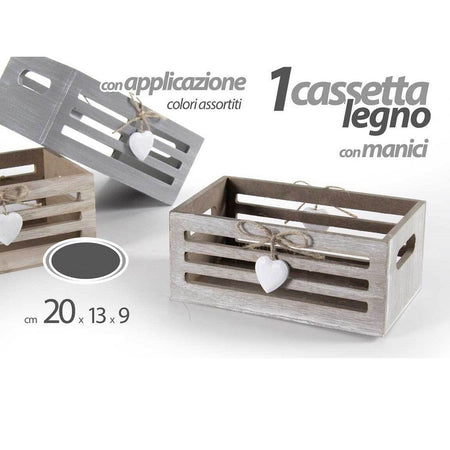 Cassetta Cassettina Cuore Portaoggetti Manici In Legno 20x13x9cm 3 Colori  762444 