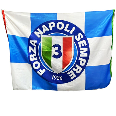 Bandiera Forza Napoli Sempre Festa 3 Scudetto Azzurro Campione Italia 90x140 Cm Sport e tempo libero/Fan Shop/Calcio/Bandiere e gagliardetti Trade Shop italia - Napoli, Commerciovirtuoso.it
