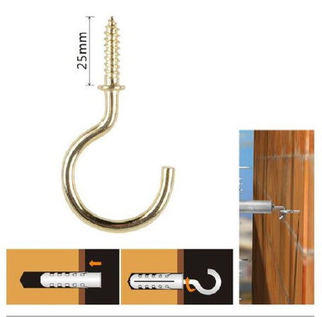Set 11 Pezzi Vite A Gancio 1" / 25 Mm Viti Autofilettanti Dorate Per Legno 90807 Fai da te/Ferramenta/Chiodi viti ed elementi di fissaggio/Kit di bulloni e dadi Trade Shop italia - Napoli, Commerciovirtuoso.it