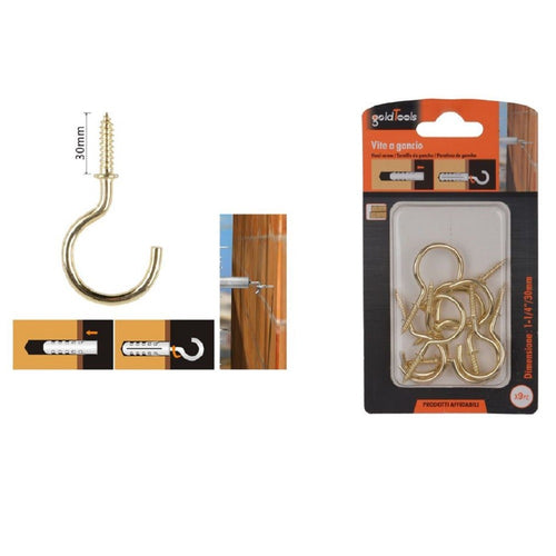 Set 9 Pezzi Vite A Gancio 1-1/4 30mm Viti Autofilettanti Dorate Per Legno 90806 Fai da te/Ferramenta/Chiodi viti ed elementi di fissaggio/Kit di bulloni e dadi Trade Shop italia - Napoli, Commerciovirtuoso.it