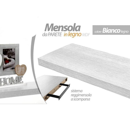 Mensola Parete Legno Reggimensola Scomparsa Bianco 40x25x4cm Kit Montaggio  790775 - commercioVirtuoso.it