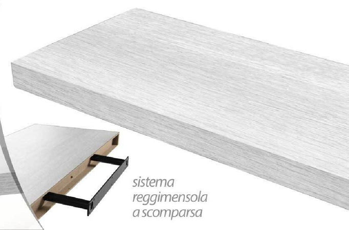 Mensola Parete Legno Reggimensola Scomparsa Bianco 40x25x4cm Kit Montaggio  790775 - commercioVirtuoso.it
