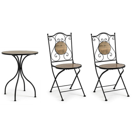 Set Tavolino tondo con 2 sedie in acciaio per giardino e bar da esterno Giardino e giardinaggio/Arredamento da giardino e accessori/Tavoli e tavolini/Tavoli standard Decor Space - Altamura, Commerciovirtuoso.it