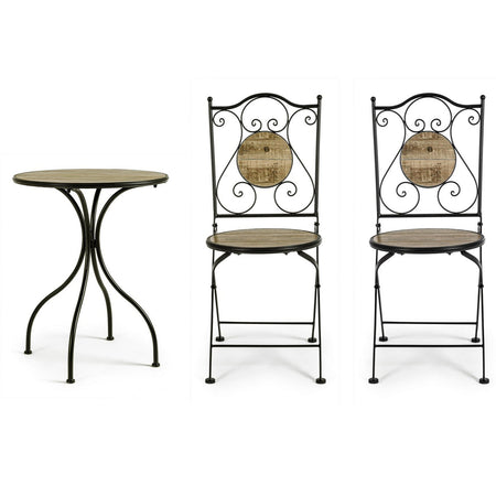 Set Tavolino tondo con 2 sedie in acciaio per giardino e bar da esterno Giardino e giardinaggio/Arredamento da giardino e accessori/Tavoli e tavolini/Tavoli standard Decor Space - Altamura, Commerciovirtuoso.it