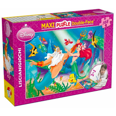 Puzzle Maxi Sirenetta Disney 2 In 1 Double Face 108 Pezzi Gioco Per Bambine