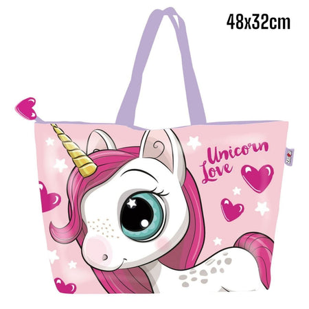 Borsa Da Mare Unicorno Rosa Per Donna E Bambina Shopping Bag Unicorn Love