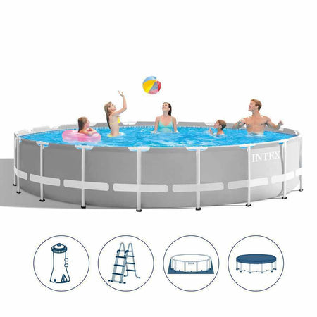 Piscina fuori terra rotonda, 549 x h122 cm, con pompa e scaletta "Prism Frame" Giardino e giardinaggio/Piscine vasche idromassaggio e accessori/Piscine/Piscine fuoriterra La Zappa - Altamura, Commerciovirtuoso.it
