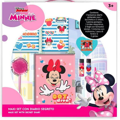 Maxi Set Diario Segreto Glitterato Minnie Disney Penna Accessori Gioco Bambina
