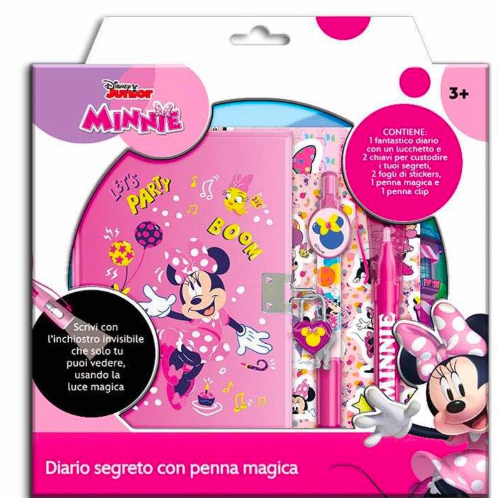 Diario Segreto Con Penna Magica Disney Minnie Con Accessori Gioco