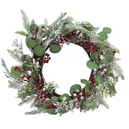 Corona innevata Deluxe abete con bacche rosse e foglioline Casa e cucina/Decorazioni per interni/Addobbi e decorazioni per ricorrenze/Decorazioni natalizie/Orpelli e festoni MagiediNatale.it - Altamura, Commerciovirtuoso.it