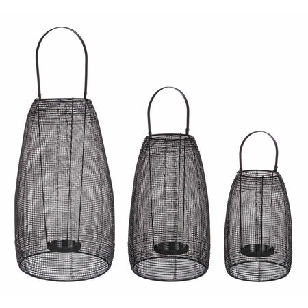 Set di 3 lanterne "Nucleos" in acciaio e vetro per esterno e giardino Illuminazione/Illuminazione per esterni/Lanterne Decor Space - Altamura, Commerciovirtuoso.it