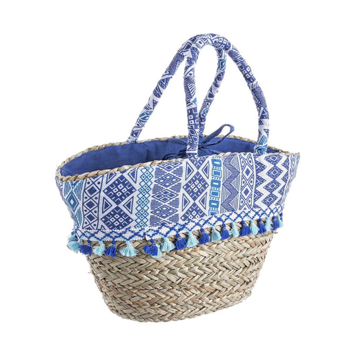 Borsa da mare Zambia in iuta con tessuto e corde spesse in cotone Blu Moda/Donna/Borse/Borse a spalla La Zappa - Altamura, Commerciovirtuoso.it