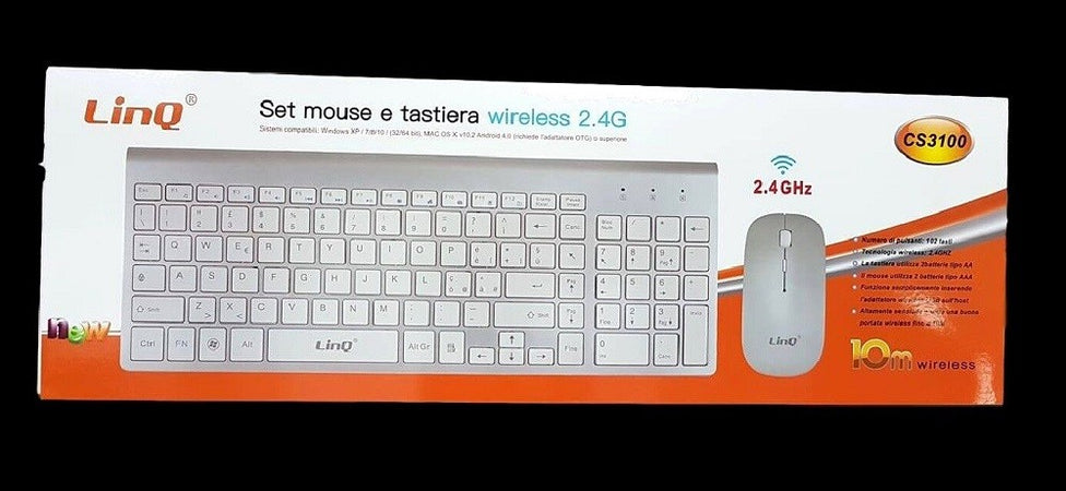 Kit Tastiera + Mouse Slim Sottile Wireless 2.4ghz Fino A 10 Mt Cs3100 102 Tasti Elettronica/Informatica/Accessori/Tastiere Mouse e periferiche di input/Tastiere Trade Shop italia - Napoli, Commerciovirtuoso.it