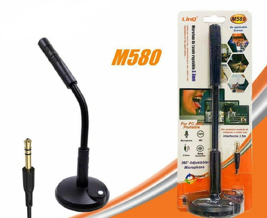 Microfono Da Tavolo Regolabile Jack 3,5mm Per Pc Notebook M580 Omnidirezionale