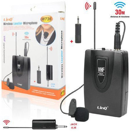 Microfono Lavalier Con Clip Wireless Amplificatore Vocale Portatile Vhf 30mt W736