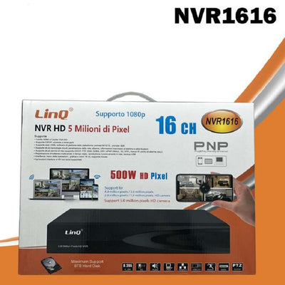 Nvr 16ch Canali Rec&live Full Hd 1080p Wifi H.264 H.265 Switch Poe 5mpx Nvr1616