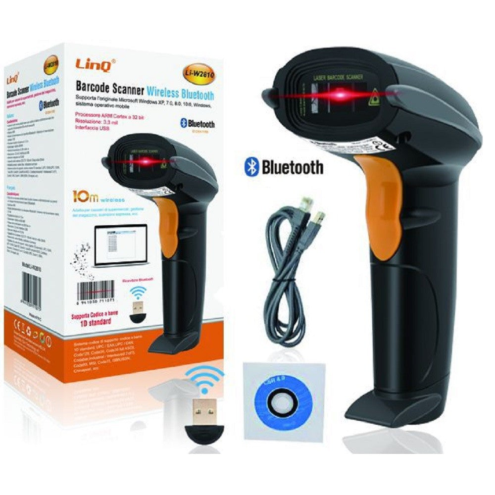 Pistola Scanner Barcode Lettore Codici A Barre Bluetooth Wireless 10m  Li-w2810 