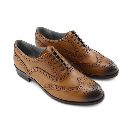 Scarpe stringate in pelle color cuoio scarpa allacciata da donna in cuoio  marrone artigianale Made in Italy - commercioVirtuoso.it