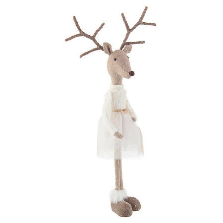 Renna "Maggie" pupazzo natalizio con vestito bianco decorazione per interno Casa e cucina/Decorazioni per interni/Addobbi e decorazioni per ricorrenze/Decorazioni natalizie/Schiaccianoci MagiediNatale.it - Altamura, Commerciovirtuoso.it