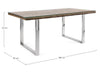 Tavolo C-V Stanton rettangolare, con gambe in acciaio, piano in legno riciclato e vetro temperato, stile moderno Casa e cucina/Arredamento/Sala da pranzo/Tavoli da sala da pranzo Decor Space - Altamura, Commerciovirtuoso.it
