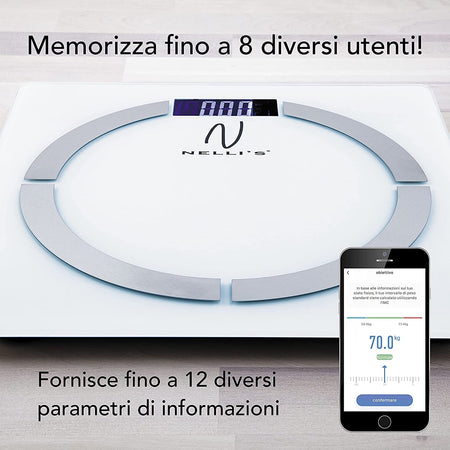 Bilancia Pesapersone Smart App Bluetooth Nelli'S Ios Androis 12 Parametri 8  Utenti - commercioVirtuoso.it