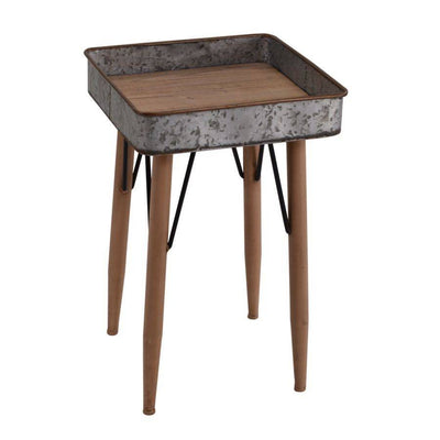Tavolino quadrato con vassoio in metallo