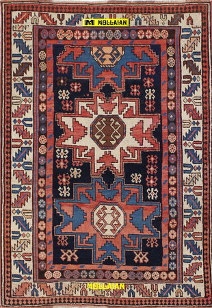 Tappeto Kazak Lesghi Antico Caucasico - Marca Kazak Old, Riferimento 0280