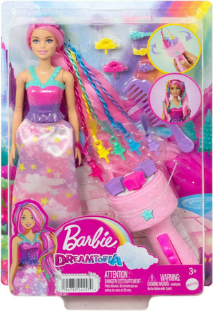 Barbie - Bambola Barbie Dreamotpia Chioma Da Favola 2023, Capelli Fantasia Con Treccia E Piega, Extension Arcobaleno, Strumento Per Lo Styling E Accessori, Giocattoli Per Bambini 3+ Anni, Hnj06 Mattel