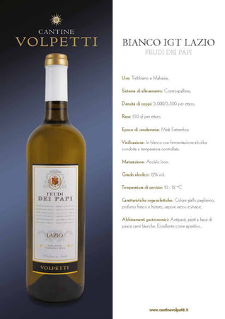 Cantine Volpetti vino bianco IGT Lazio Bottiglia 750ml imballo sicuro vino Non solo caffè online - Albano Laziale, Commerciovirtuoso.it