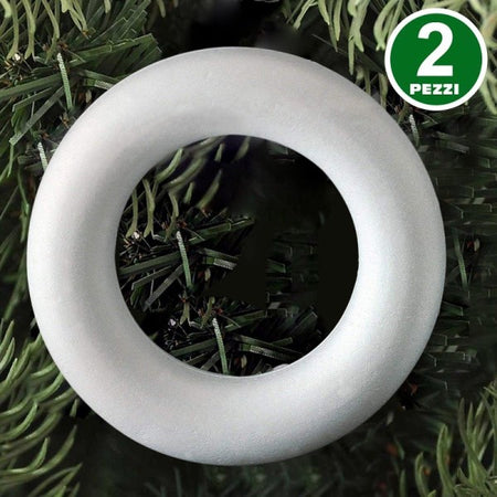 2 Anelli Cerchi Polistirolo 12,5cm Bianchi Decorazioni Natalizie Addobbi Natale