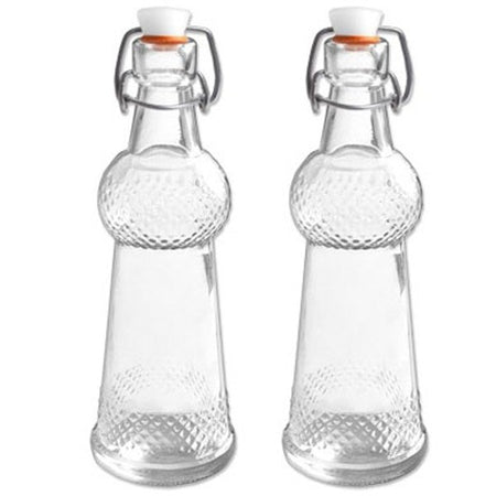 2 Bottiglia Bottiglie Bottigliette In Vetro Con Meccanico Con Guarnizione 75ml