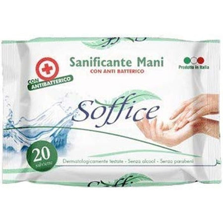 20 Salviette Sanificante Igienizzante Per Mani Con Antibatterico Senza Alcool