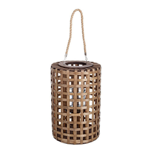 Lanterna Thai marrone in legno di pioppo e vetro, manici in iuta Illuminazione/Illuminazione per esterni/Lanterne Decor Space - Altamura, Commerciovirtuoso.it