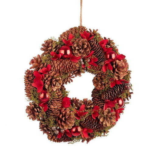 Ghirlanda tonda natalizia Lilibeth color rosso dietro porta decorazione natalizia Ø 34,5 cm Casa e cucina/Decorazioni per interni/Addobbi e decorazioni per ricorrenze/Decorazioni natalizie/Orpelli e festoni MagiediNatale.it - Altamura, Commerciovirtuoso.it