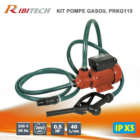 Pompa Gasolio Ribitech Prkg115 40l/min Per Travaso Carburante Diesel  Benzina 
